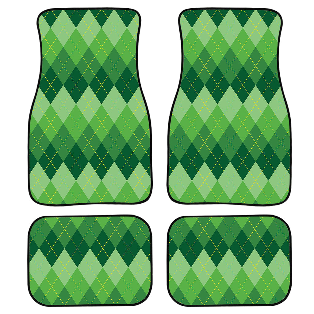 Grass Green Argyle Pattern Print Front And Back Car Floor Mats/ Front Car Mat
