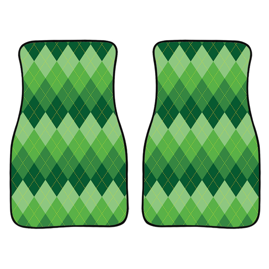Grass Green Argyle Pattern Print Front And Back Car Floor Mats/ Front Car Mat