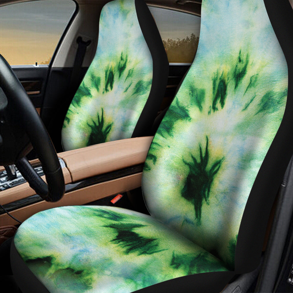 Green And Black Acid Wash Tie Dye Print Universal Fit Car Seat Covers