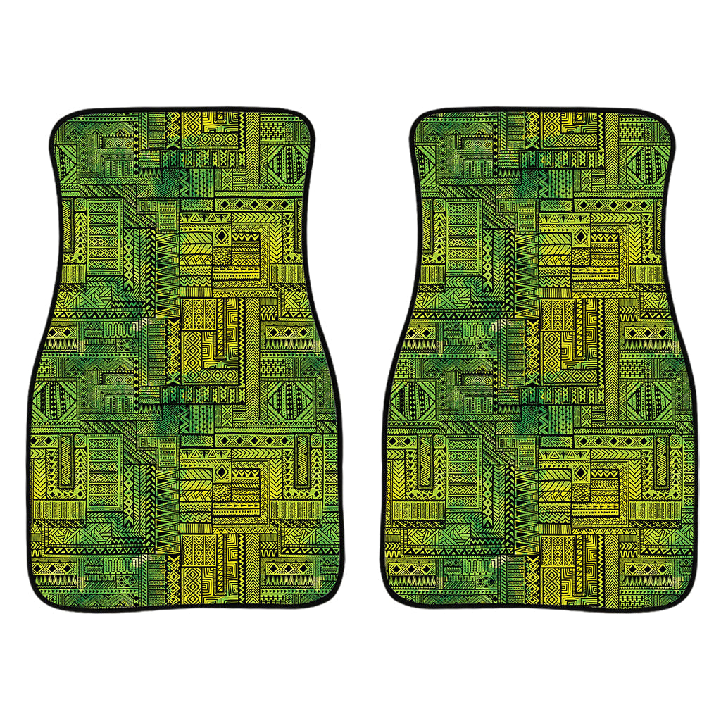 Green And Black African Ethnic Print Front And Back Car Floor Mats/ Front Car Mat