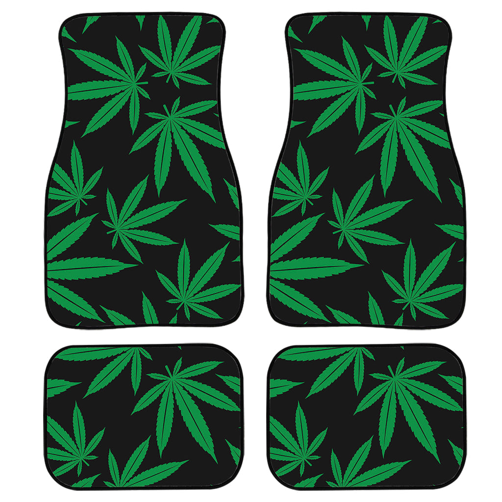 Green And Black Cannabis Leaf Print Front And Back Car Floor Mats/ Front Car Mat