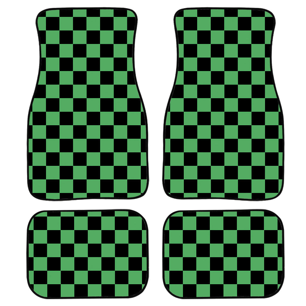 Green And Black Checkered Pattern Print Front And Back Car Floor Mats/ Front Car Mat