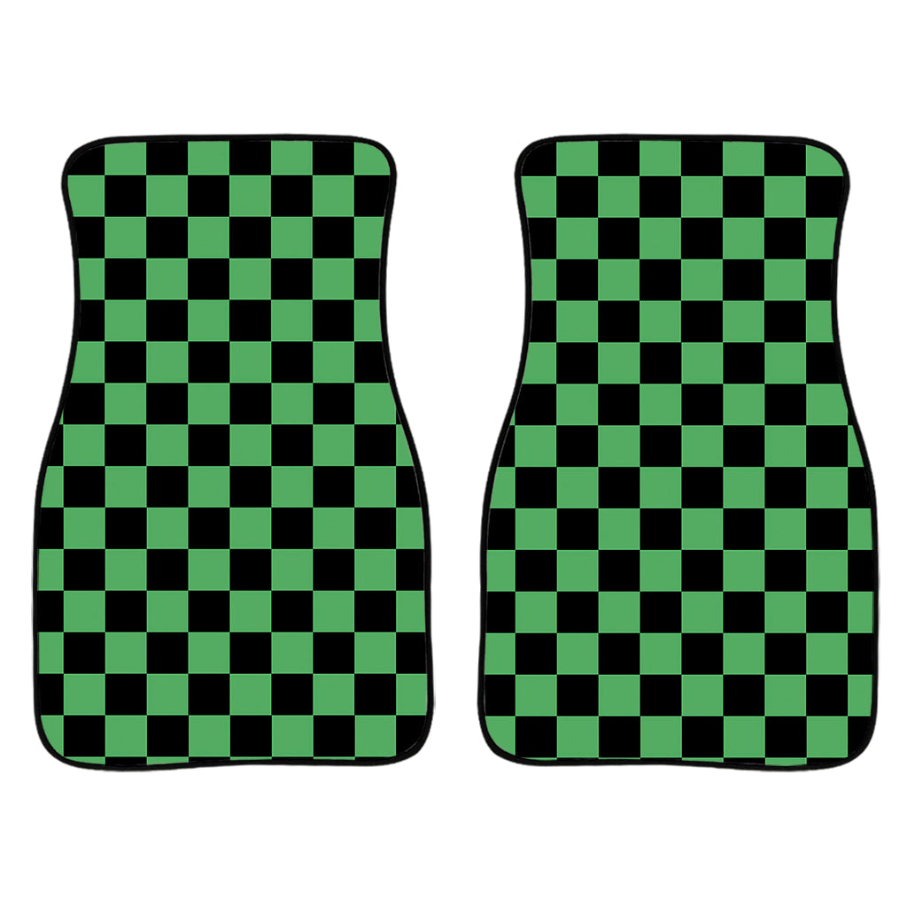 Green And Black Checkered Pattern Print Front And Back Car Floor Mats/ Front Car Mat