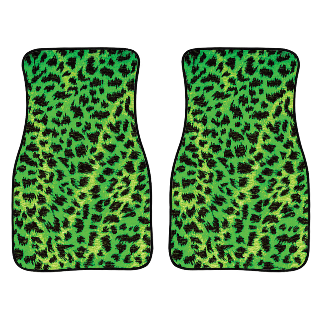 Green And Black Cheetah Print Front And Back Car Floor Mats/ Front Car Mat