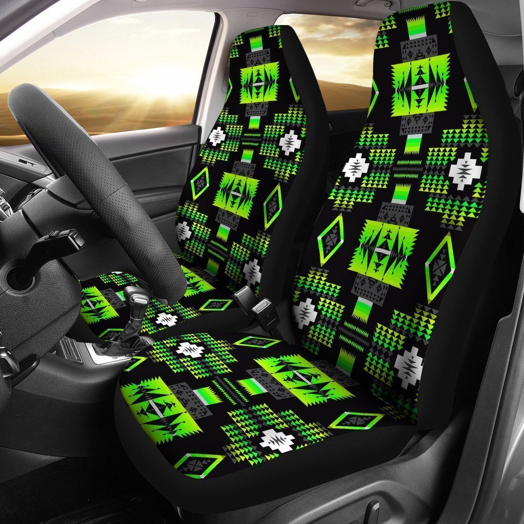 Green And Black Native Tribal Universal Fit Car Seat Covers