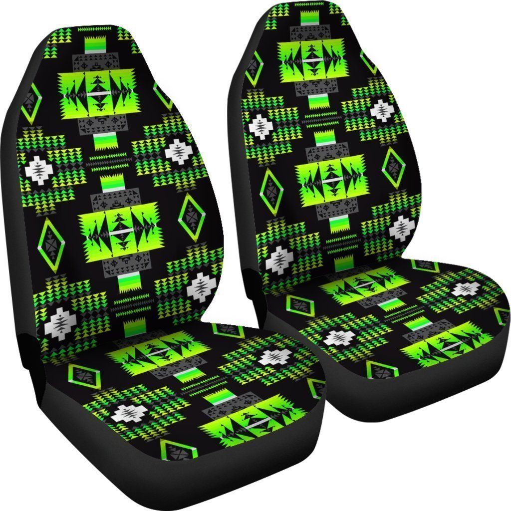 Green And Black Native Tribal Universal Fit Car Seat Covers