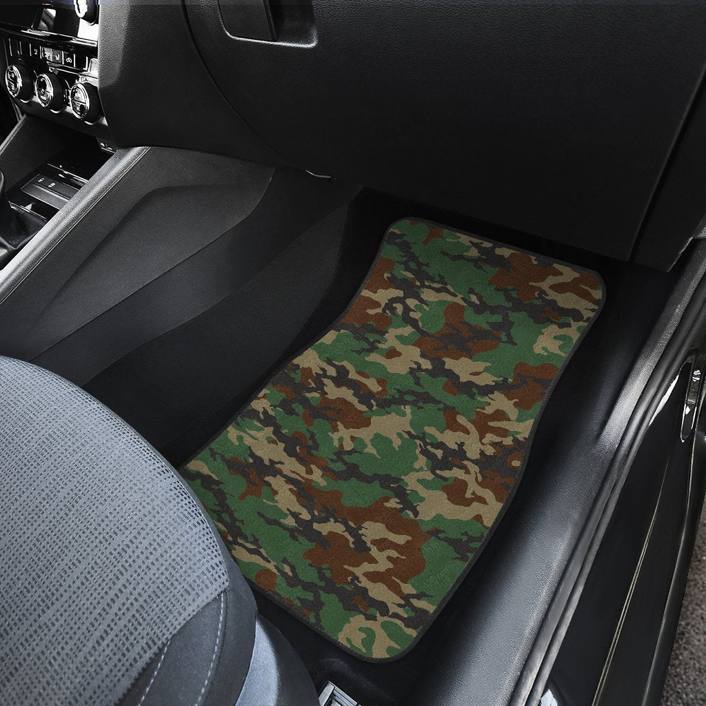 Green And Brown Camouflage Print Front And Back Car Floor Mats/ Front Car Mat
