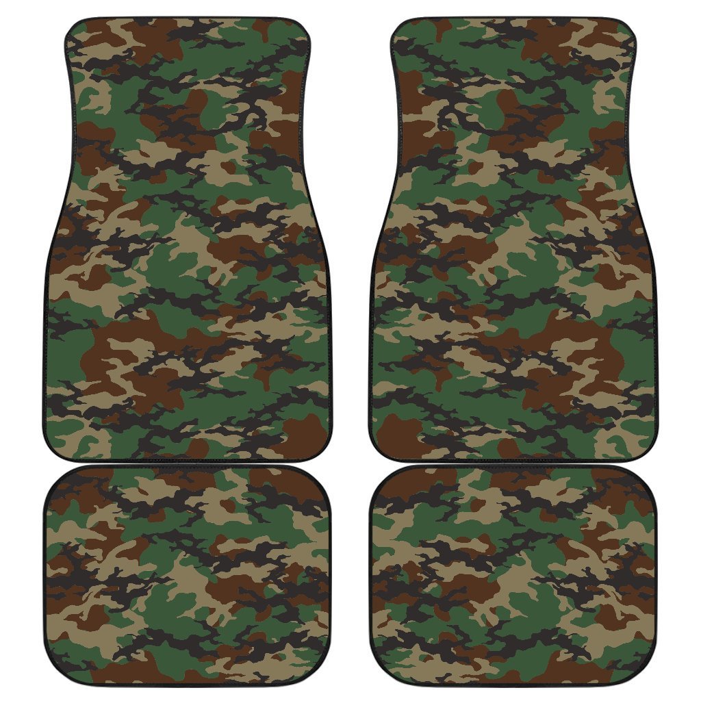 Green And Brown Camouflage Print Front And Back Car Floor Mats/ Front Car Mat