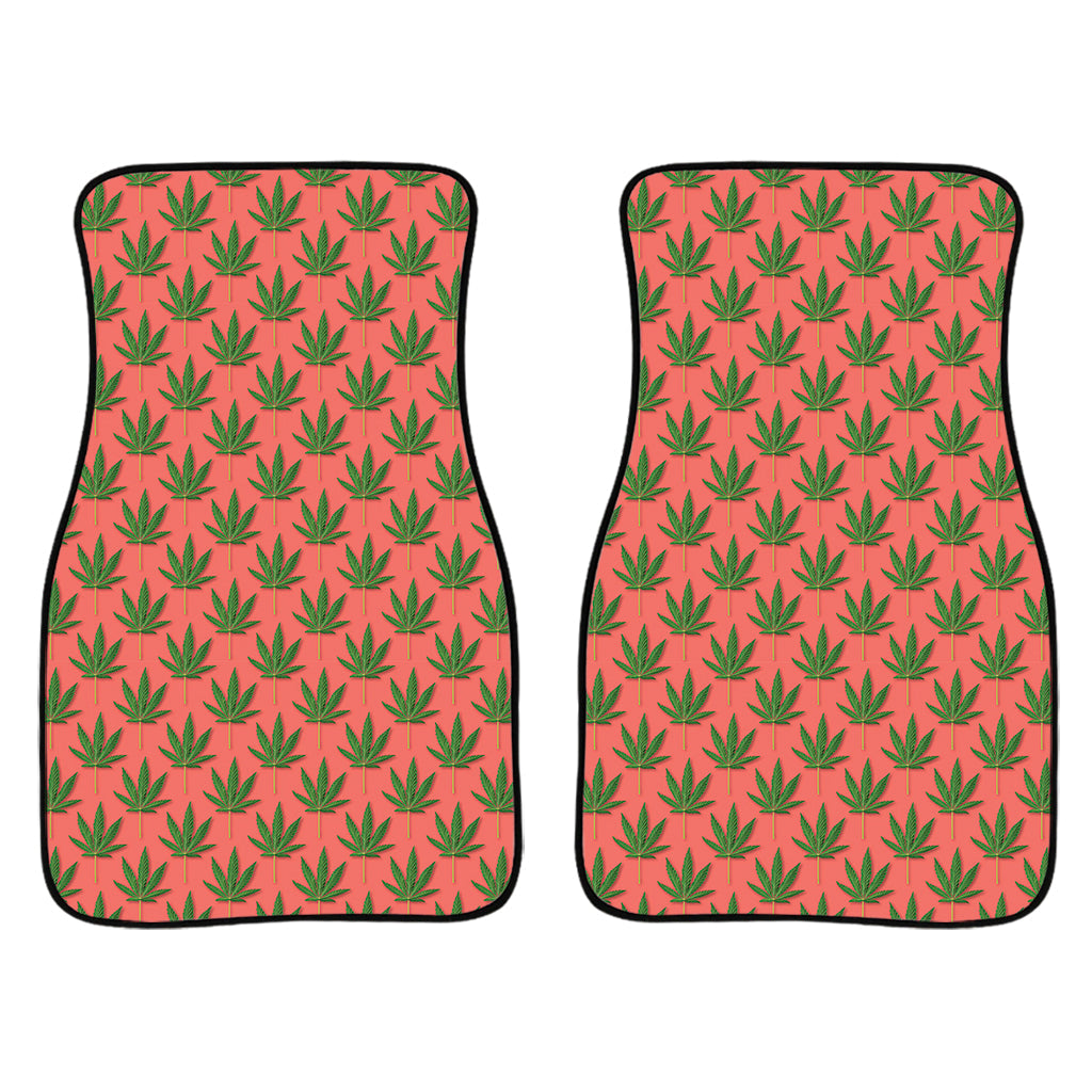 Green And Pink Cannabis Leaf Print Front And Back Car Floor Mats/ Front Car Mat