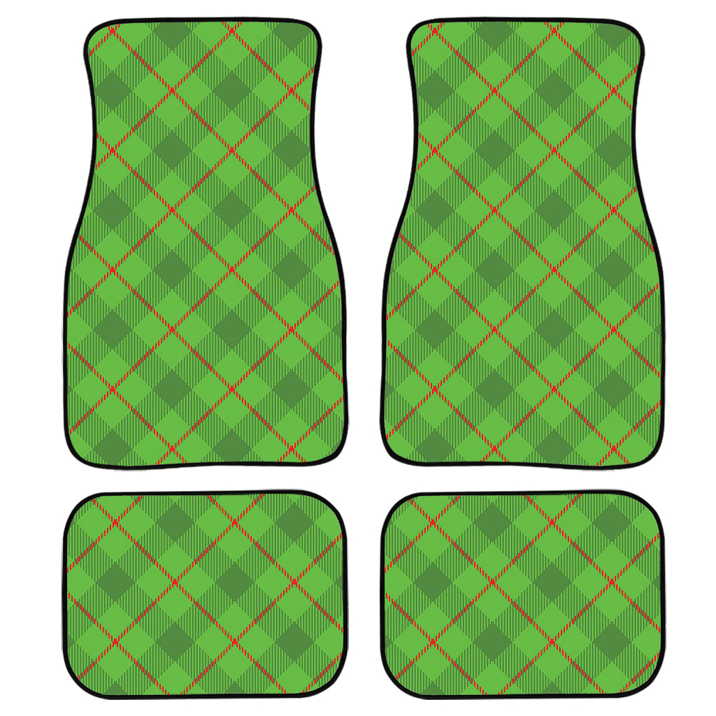 Green And Red Plaid Pattern Print Front And Back Car Floor Mats/ Front Car Mat