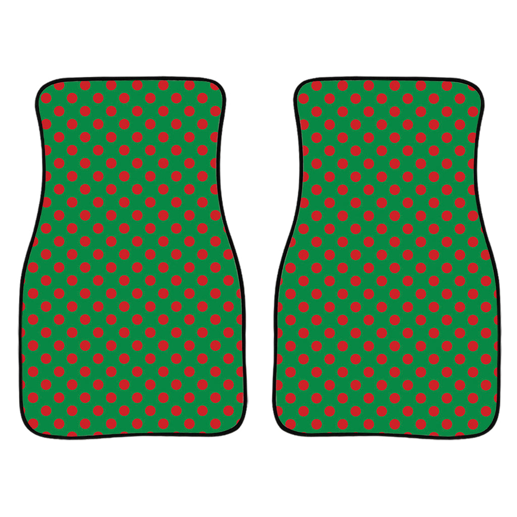 Green And Red Polka Dot Pattern Print Front And Back Car Floor Mats/ Front Car Mat
