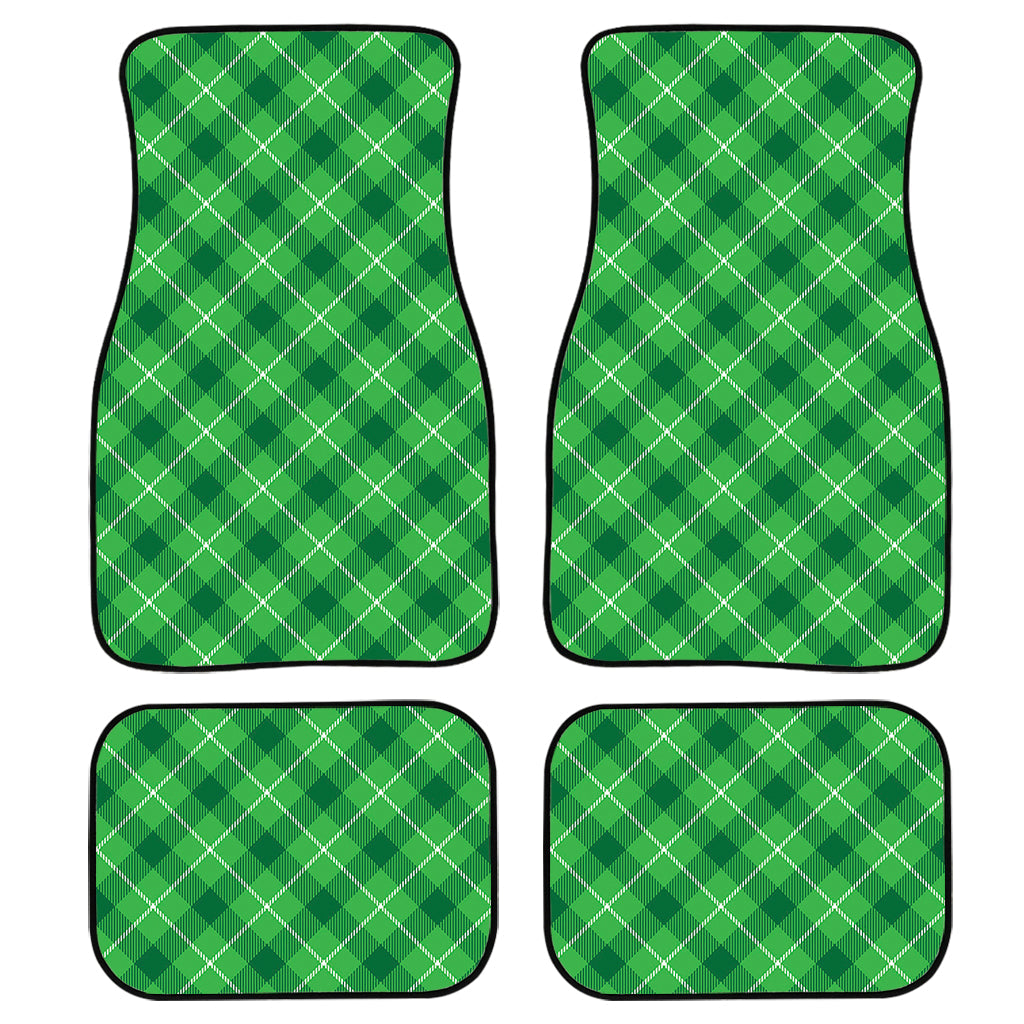 Green And White Plaid Pattern Print Front And Back Car Floor Mats/ Front Car Mat