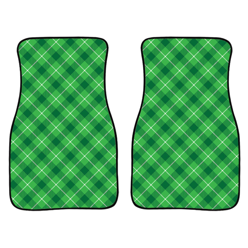 Green And White Plaid Pattern Print Front And Back Car Floor Mats/ Front Car Mat