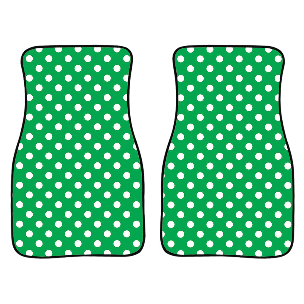 Green And White Polka Dot Pattern Print Front And Back Car Floor Mats/ Front Car Mat