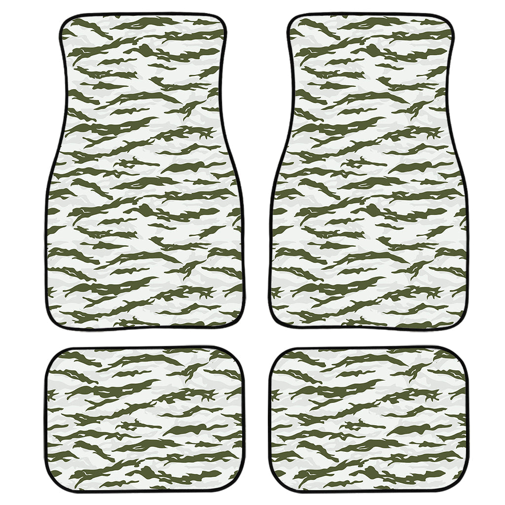 Green And White Tiger Stripe Camo Print Front And Back Car Floor Mats/ Front Car Mat