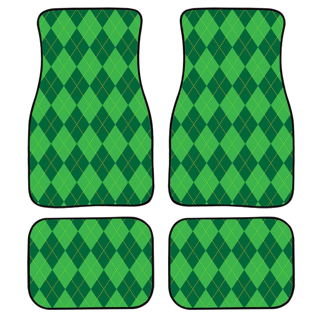 Green Argyle Pattern Print Front And Back Car Floor Mats/ Front Car Mat