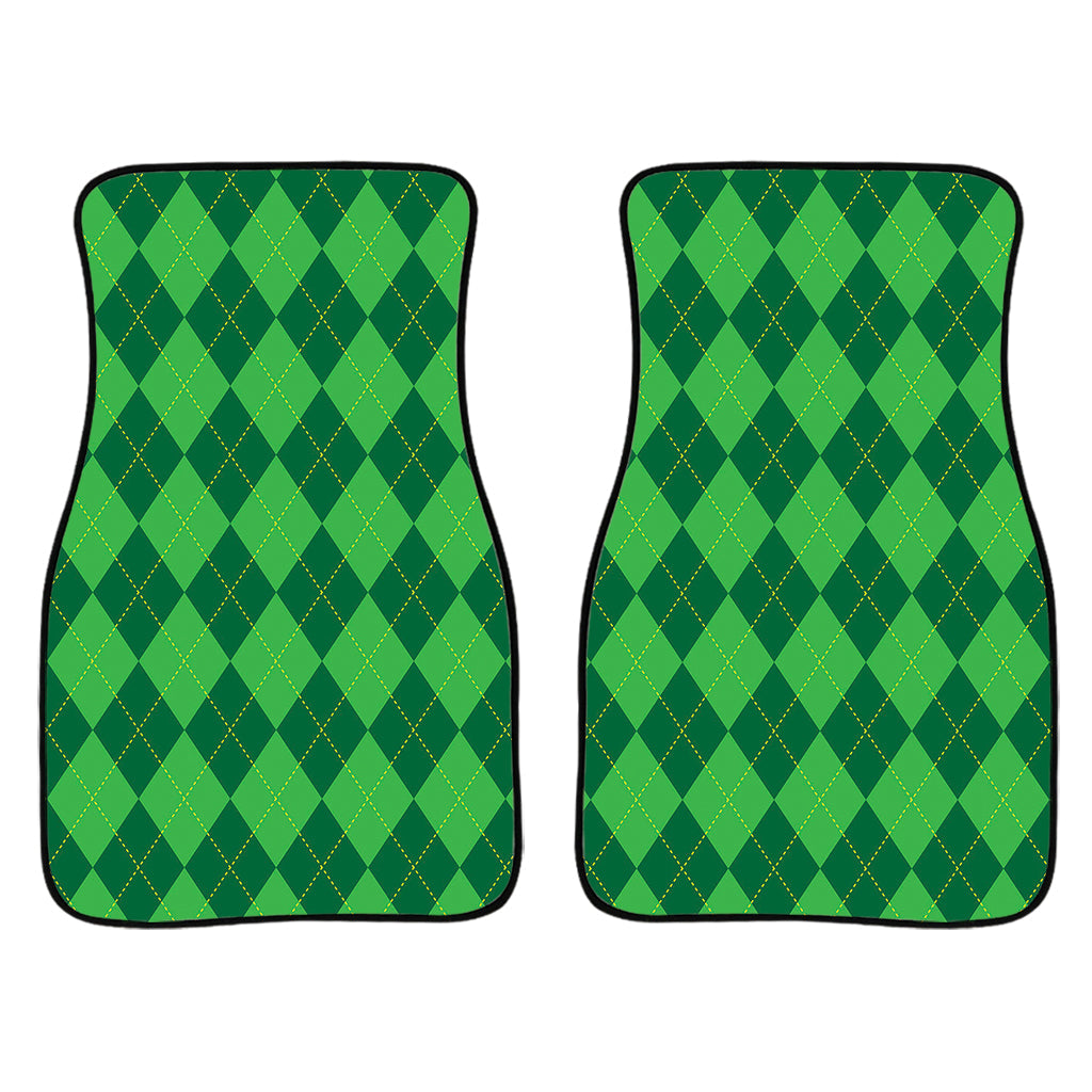 Green Argyle Pattern Print Front And Back Car Floor Mats/ Front Car Mat