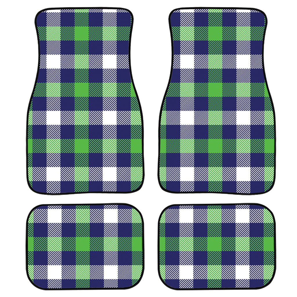 Green Blue And White Buffalo Plaid Print Front And Back Car Floor Mats/ Front Car Mat