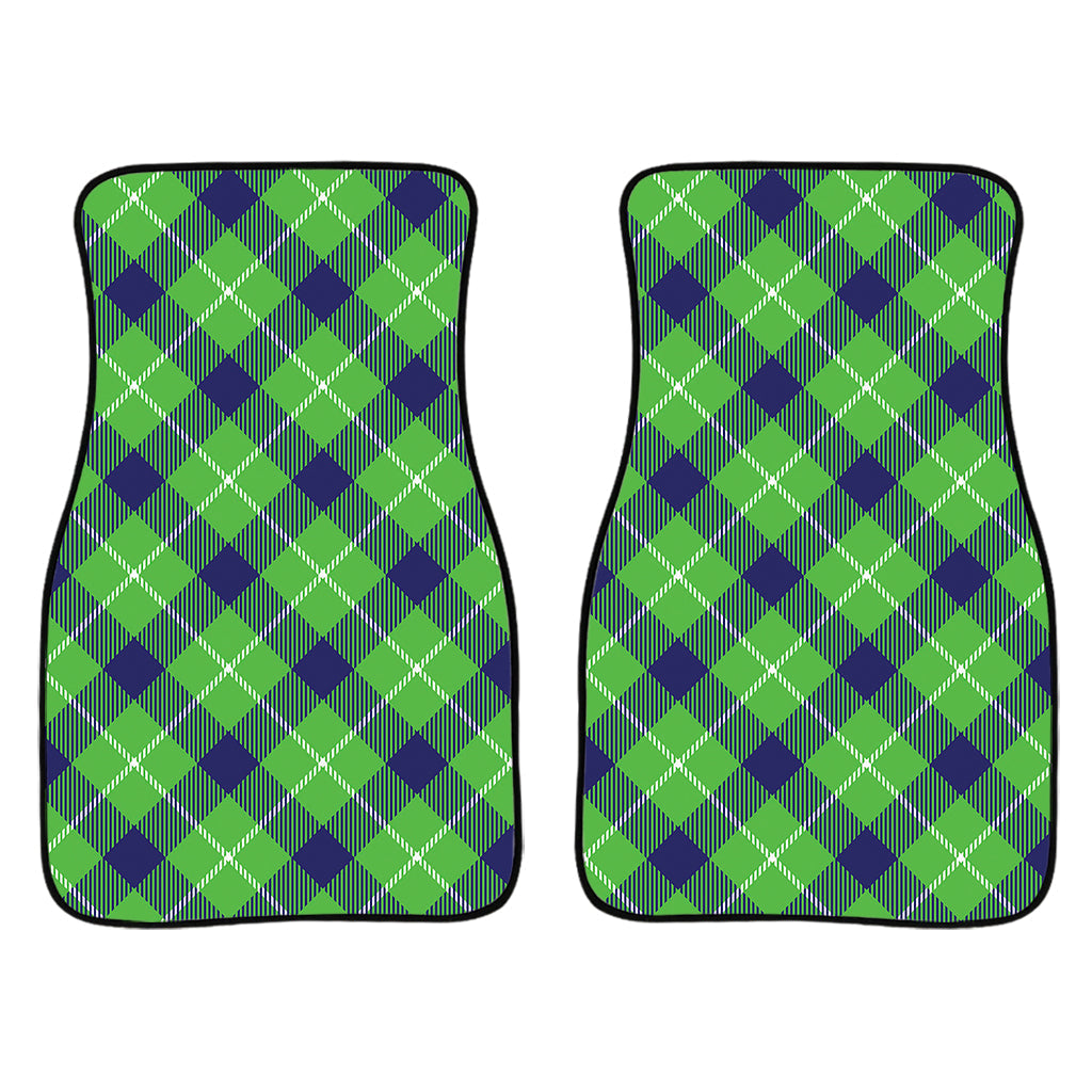 Green Blue And White Plaid Pattern Print Front And Back Car Floor Mats/ Front Car Mat