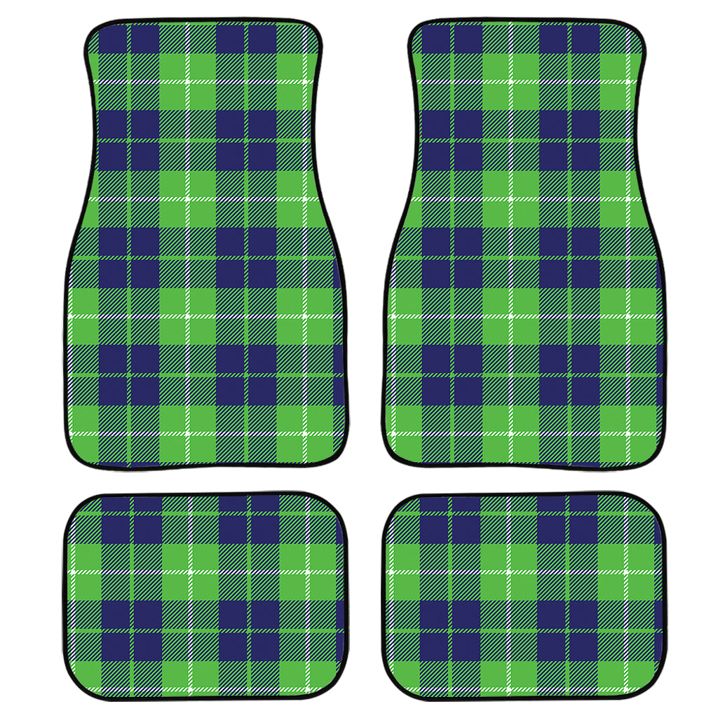 Green Blue And White Tartan Print Front And Back Car Floor Mats/ Front Car Mat