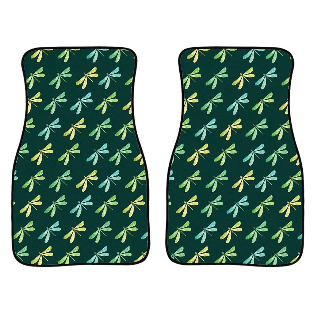 Green Dragonfly Pattern Print Front And Back Car Floor Mats/ Front Car Mat