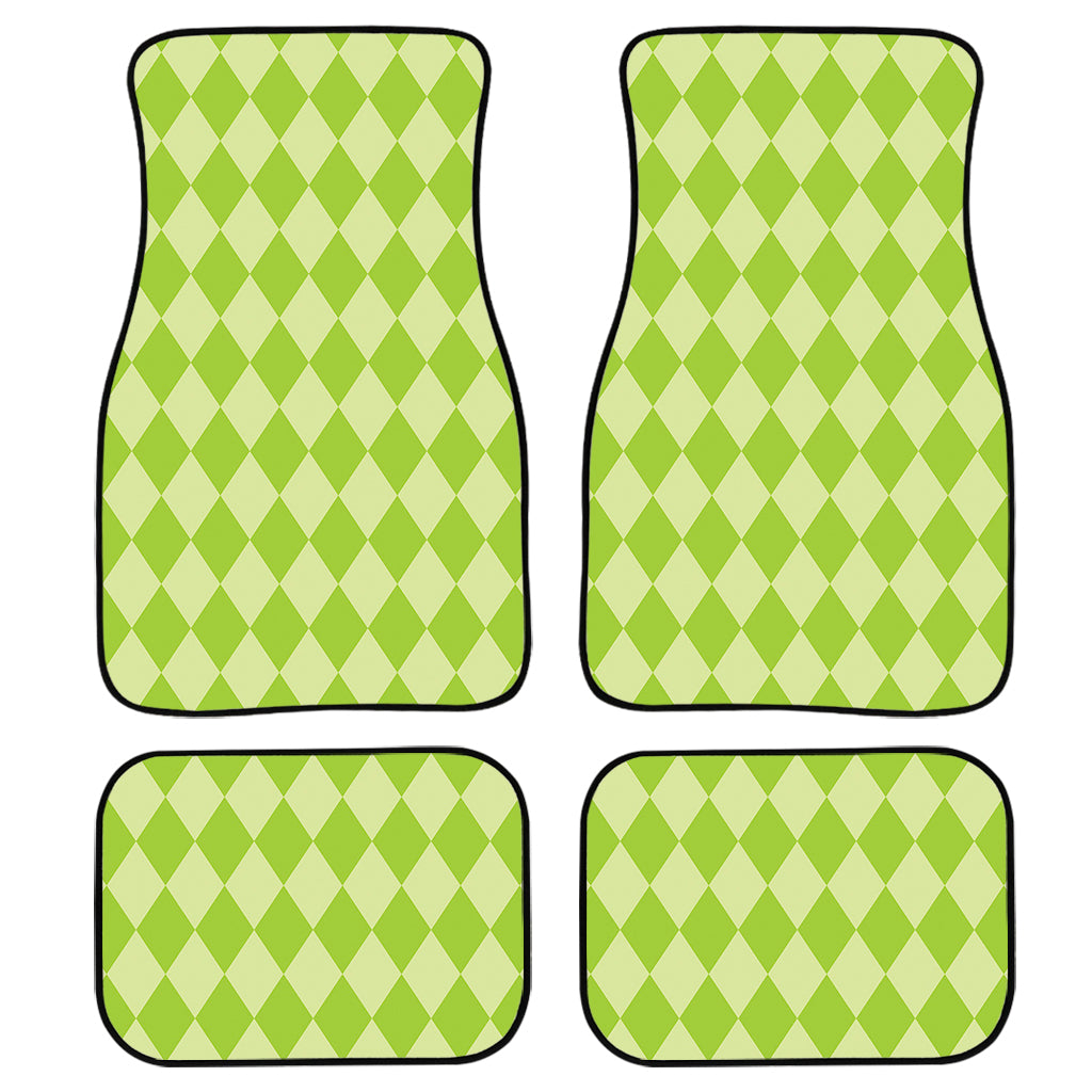 Green Harlequin Pattern Print Front And Back Car Floor Mats/ Front Car Mat