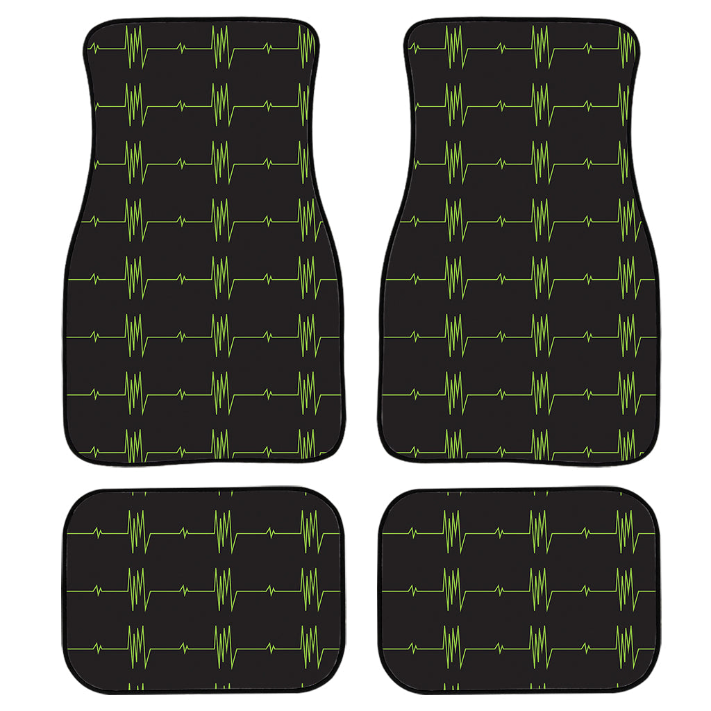 Green Heartbeat Pattern Print Front And Back Car Floor Mats/ Front Car Mat
