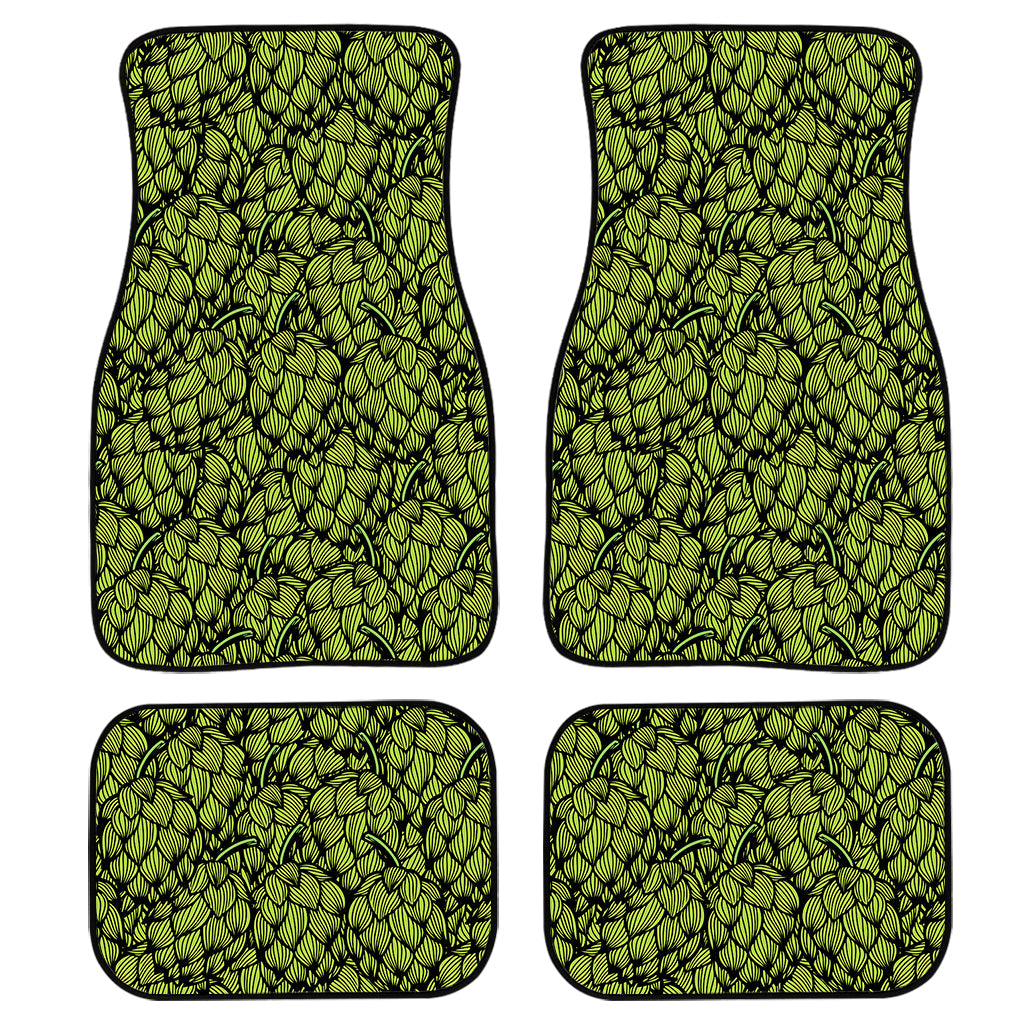 Green Hop Cone Pattern Print Front And Back Car Floor Mats/ Front Car Mat