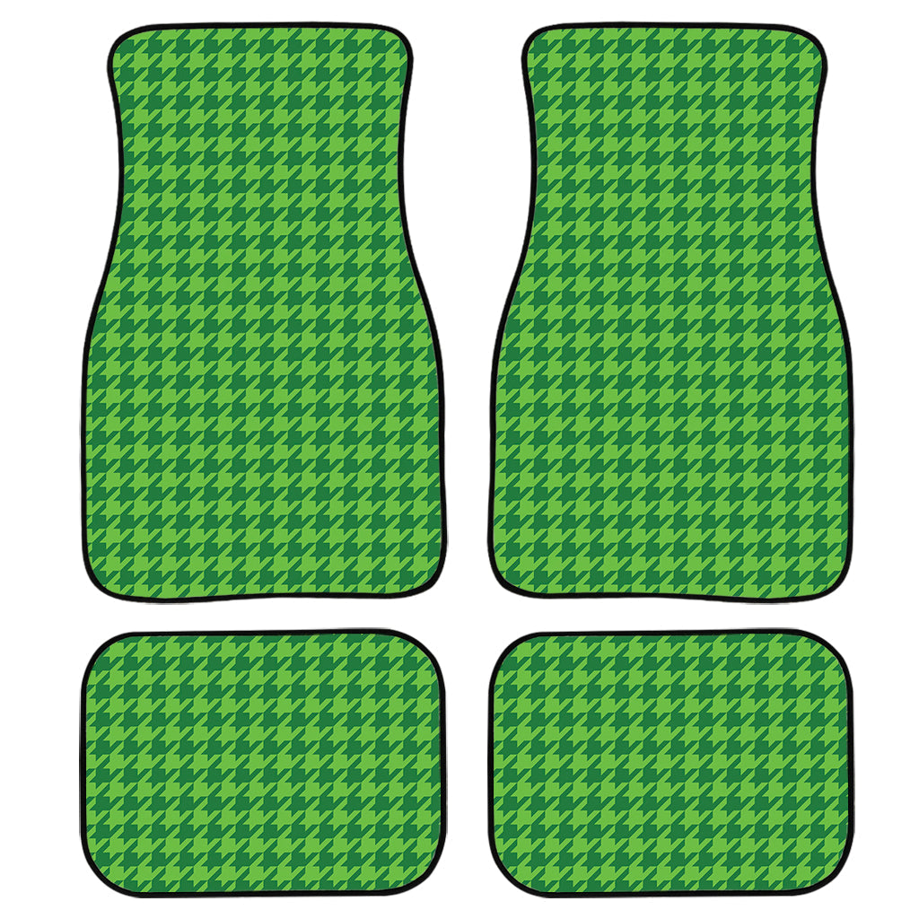 Green Houndstooth Pattern Print Front And Back Car Floor Mats/ Front Car Mat