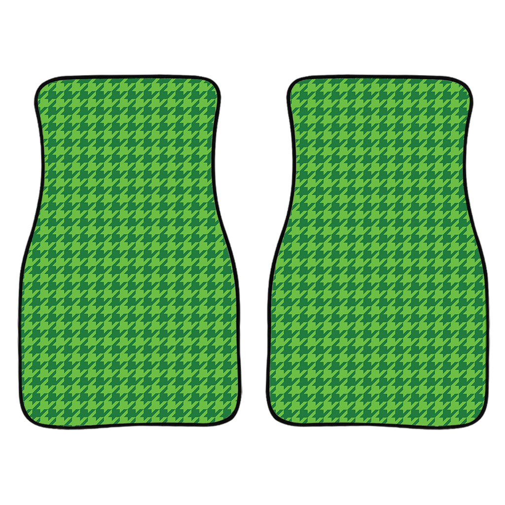 Green Houndstooth Pattern Print Front And Back Car Floor Mats/ Front Car Mat