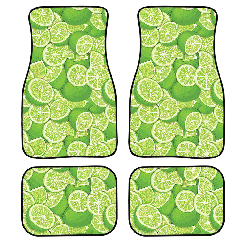 Green Lime Pattern Print Front And Back Car Floor Mats/ Front Car Mat