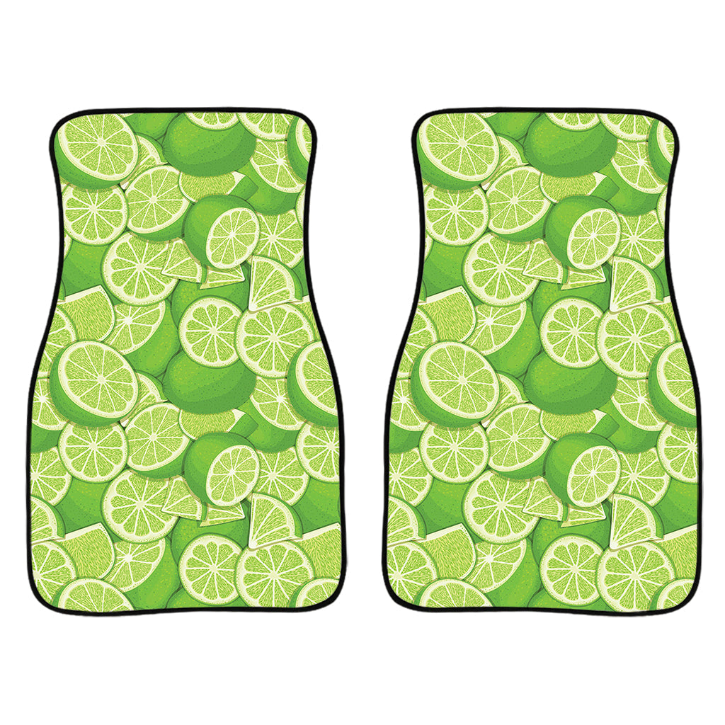 Green Lime Pattern Print Front And Back Car Floor Mats/ Front Car Mat
