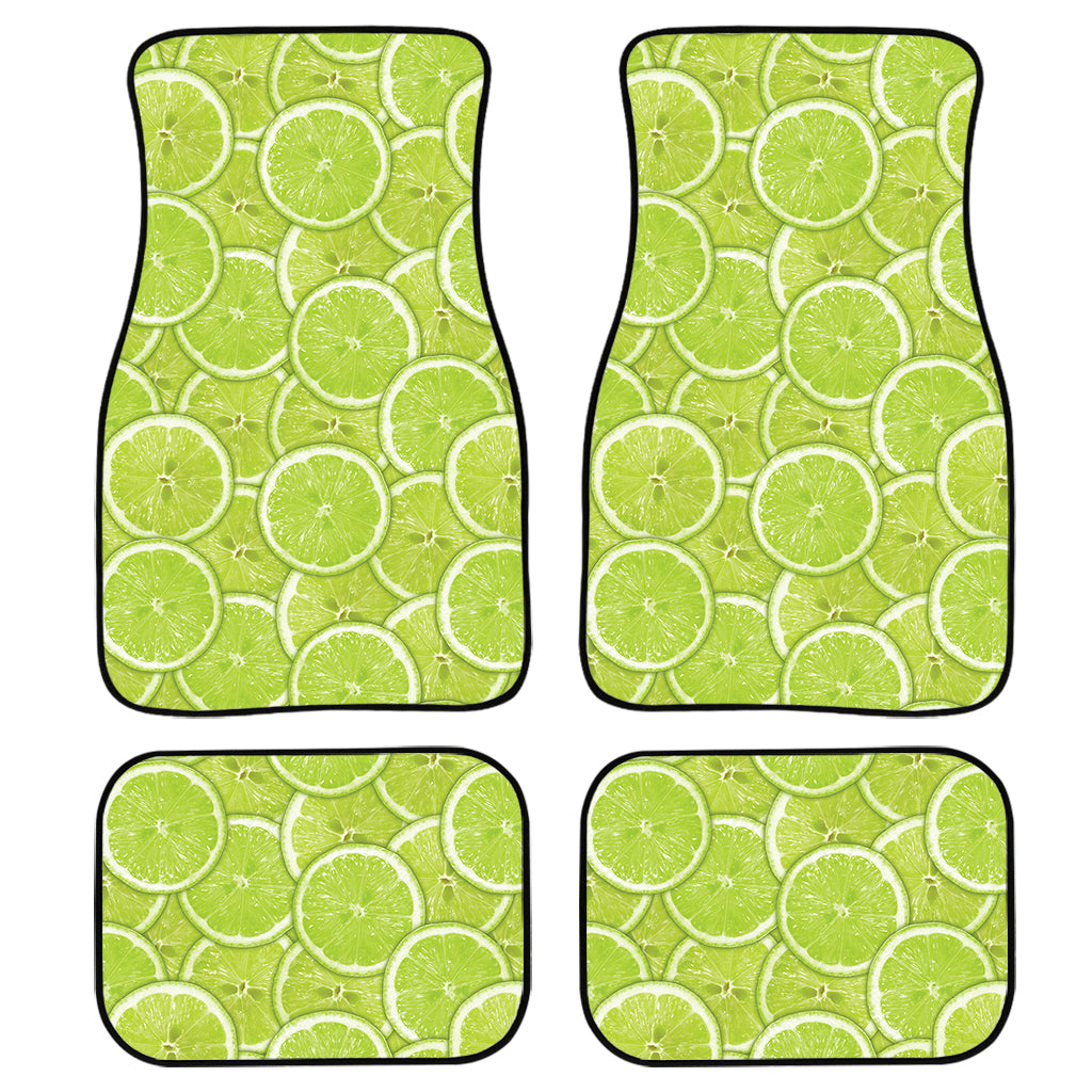 Green Lime Slices Pattern Print Front And Back Car Floor Mats/ Front Car Mat
