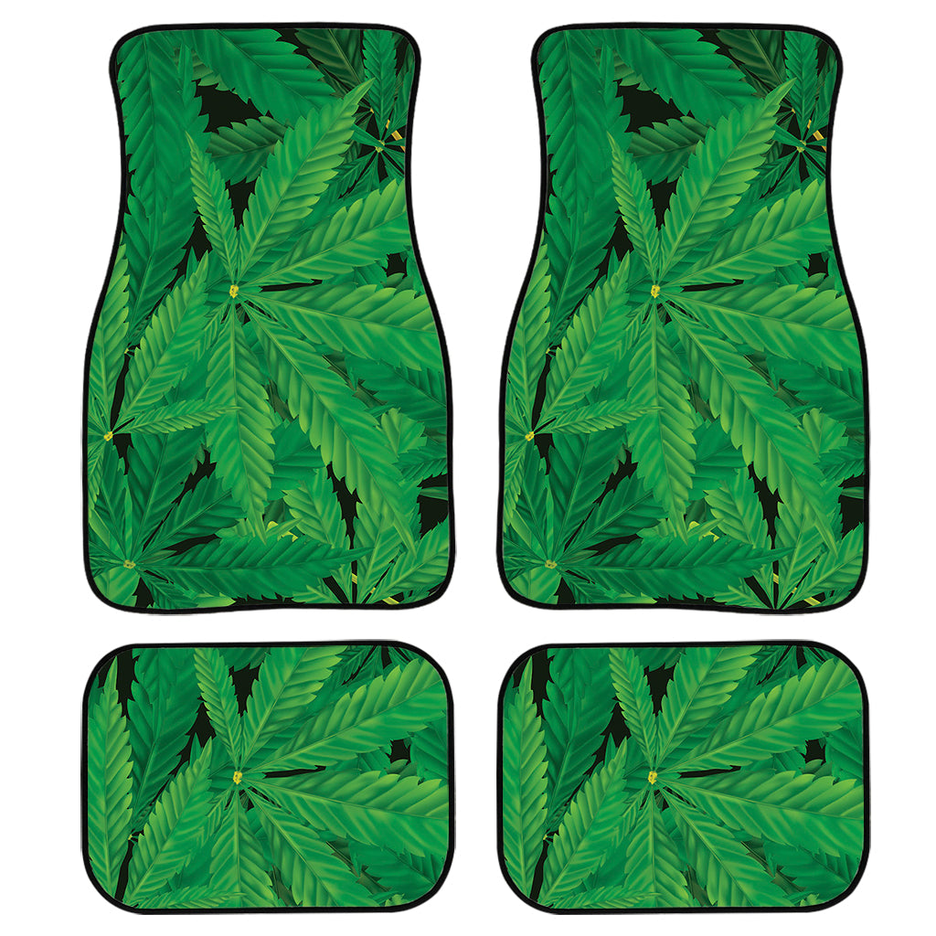 Green Marijuana Leaf Print Front And Back Car Floor Mats/ Front Car Mat