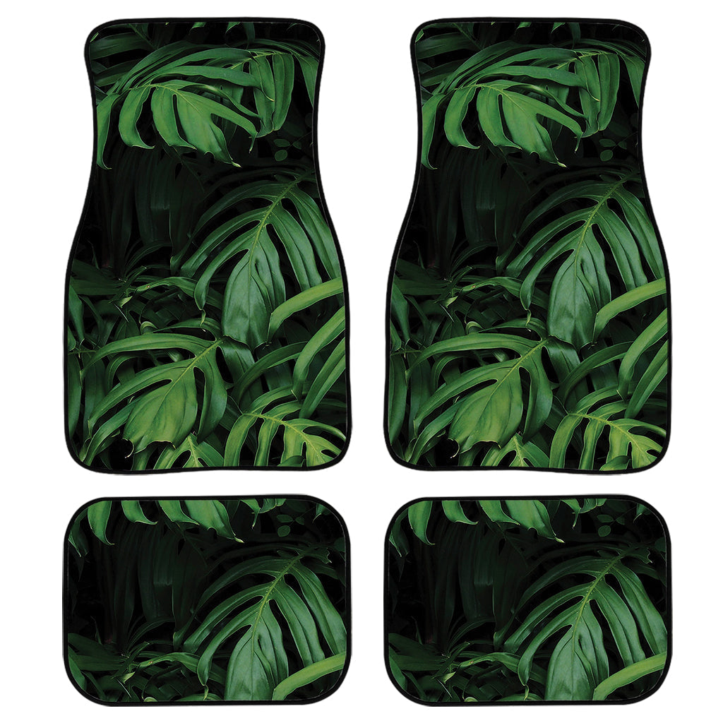 Green Monstera Leaf Print Front And Back Car Floor Mats/ Front Car Mat