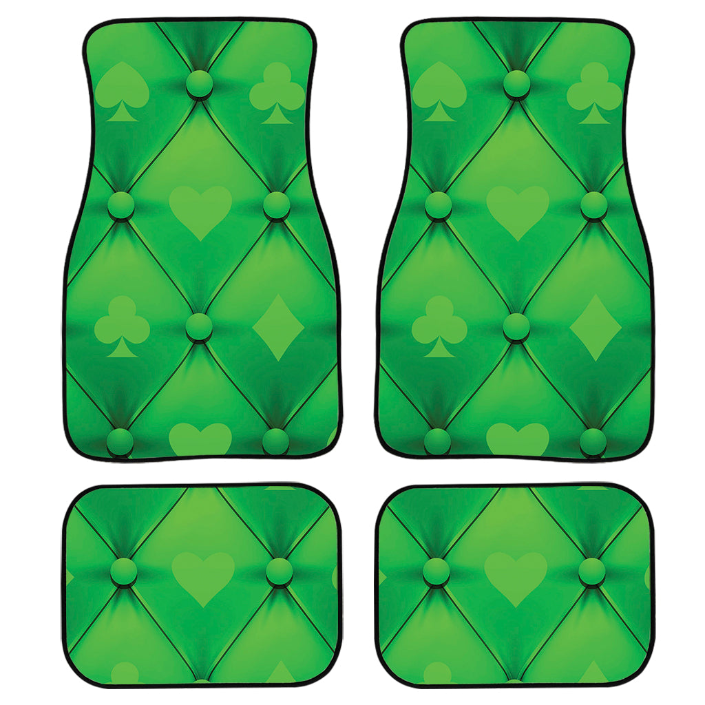 Green Playing Card Suits Pattern Print Front And Back Car Floor Mats/ Front Car Mat