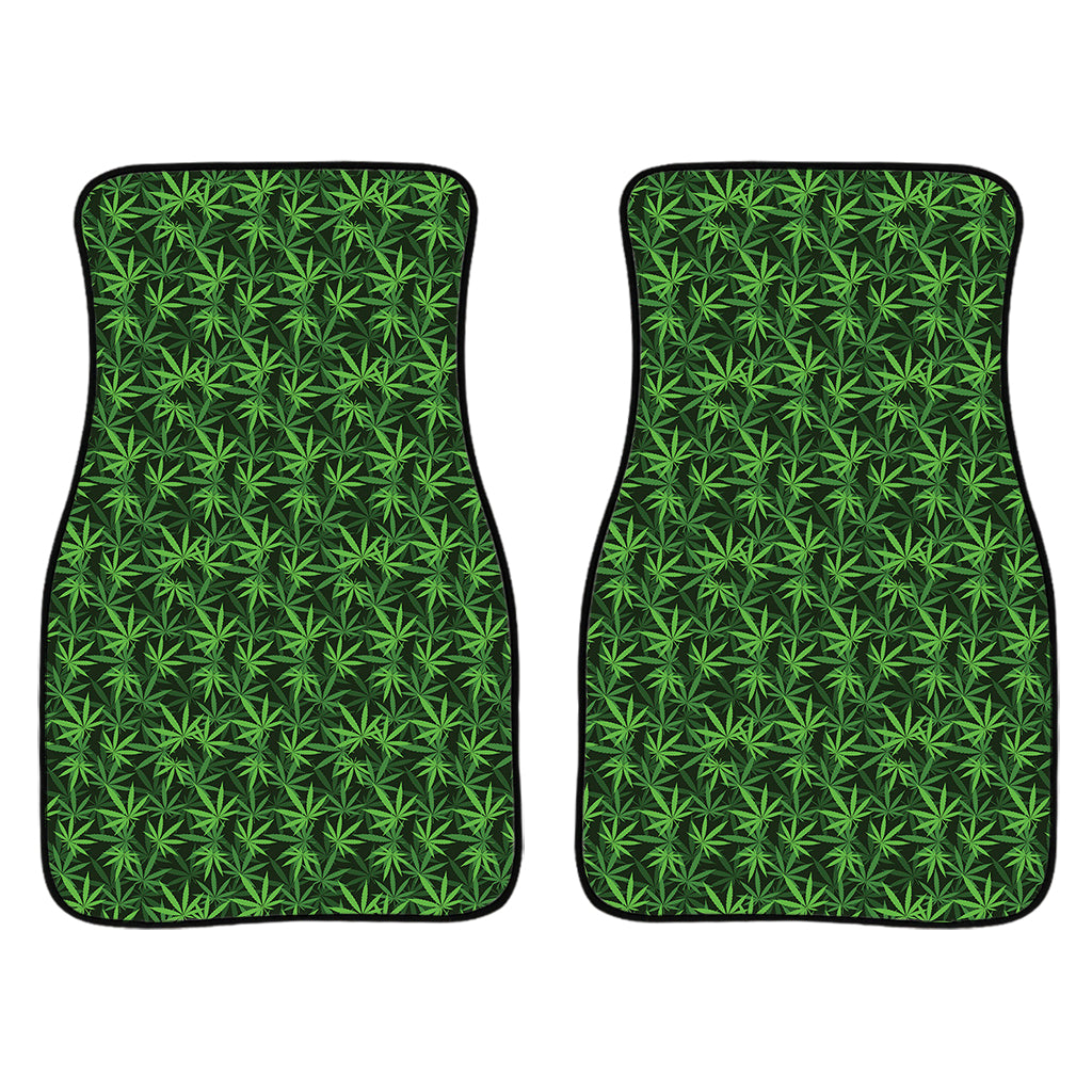 Green Pot Leaf Pattern Print Front And Back Car Floor Mats/ Front Car Mat