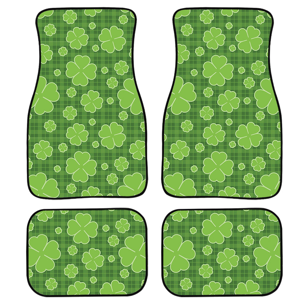 Green Shamrock Plaid Pattern Print Front And Back Car Floor Mats/ Front Car Mat