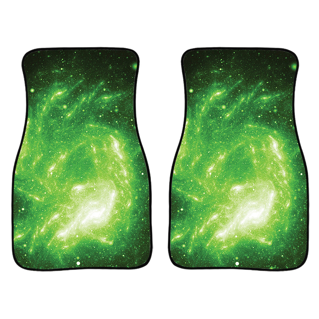 Green Sparkle Galaxy Print Front And Back Car Floor Mats/ Front Car Mat