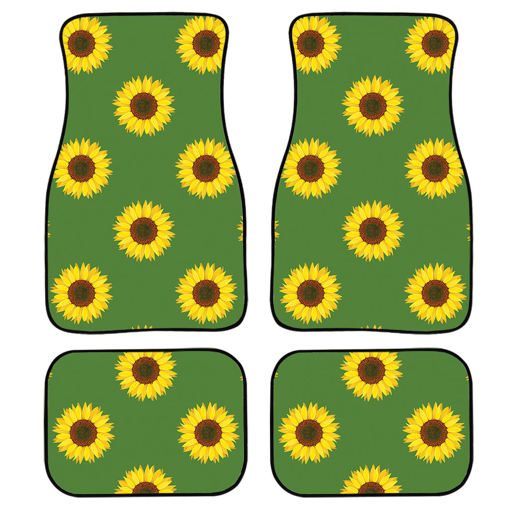 Green Sunflower Pattern Print Front And Back Car Floor Mats/ Front Car Mat