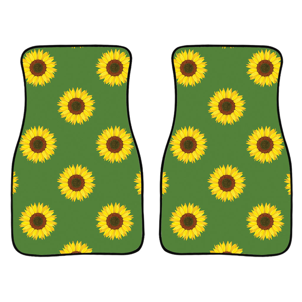 Green Sunflower Pattern Print Front And Back Car Floor Mats/ Front Car Mat