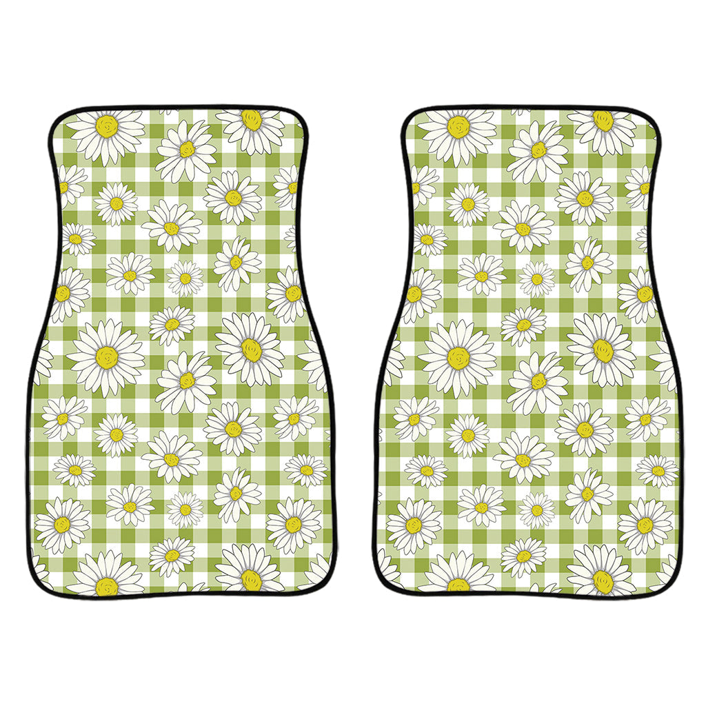 Green Tartan Daisy Pattern Print Front And Back Car Floor Mats/ Front Car Mat