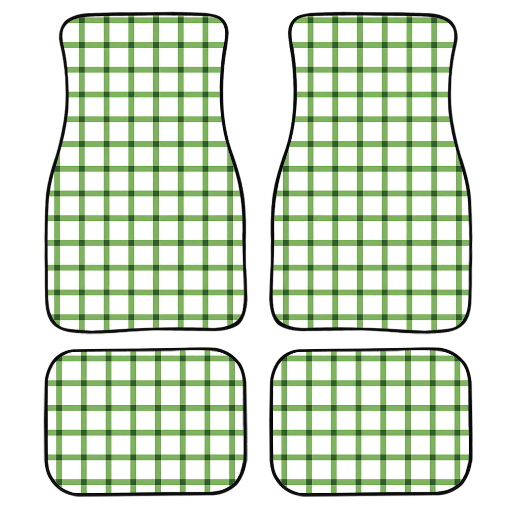 Green Tattersall Pattern Print Front And Back Car Floor Mats/ Front Car Mat
