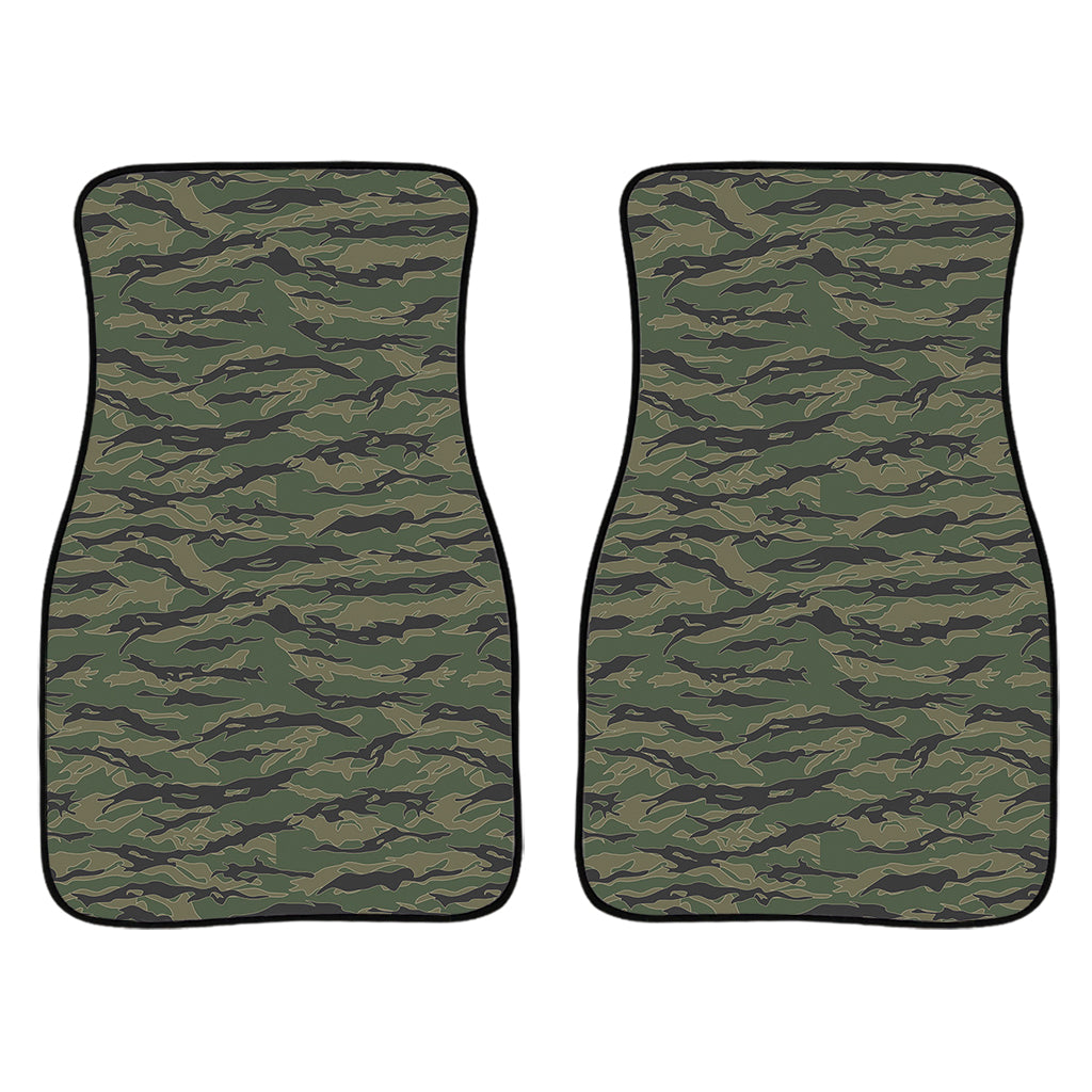 Green Tiger Stripe Camouflage Print Front And Back Car Floor Mats/ Front Car Mat