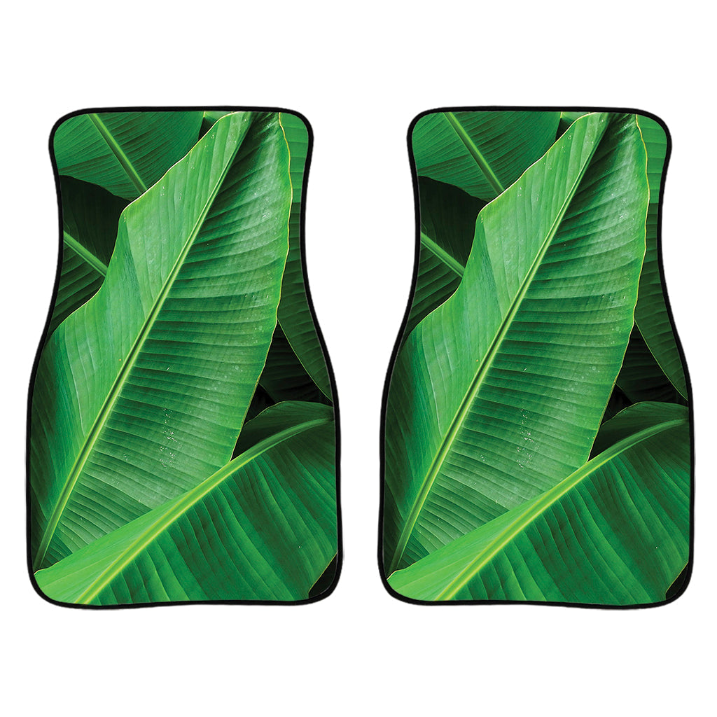 Green Tropical Banana Palm Leaf Print Front And Back Car Floor Mats/ Front Car Mat