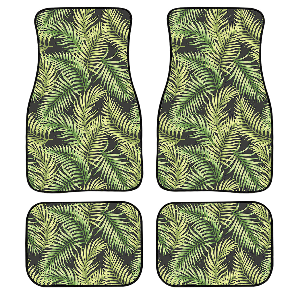 Green Tropical Palm Leaf Pattern Print Front And Back Car Floor Mats/ Front Car Mat