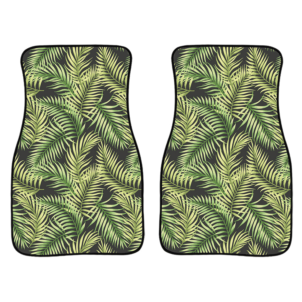 Green Tropical Palm Leaf Pattern Print Front And Back Car Floor Mats/ Front Car Mat