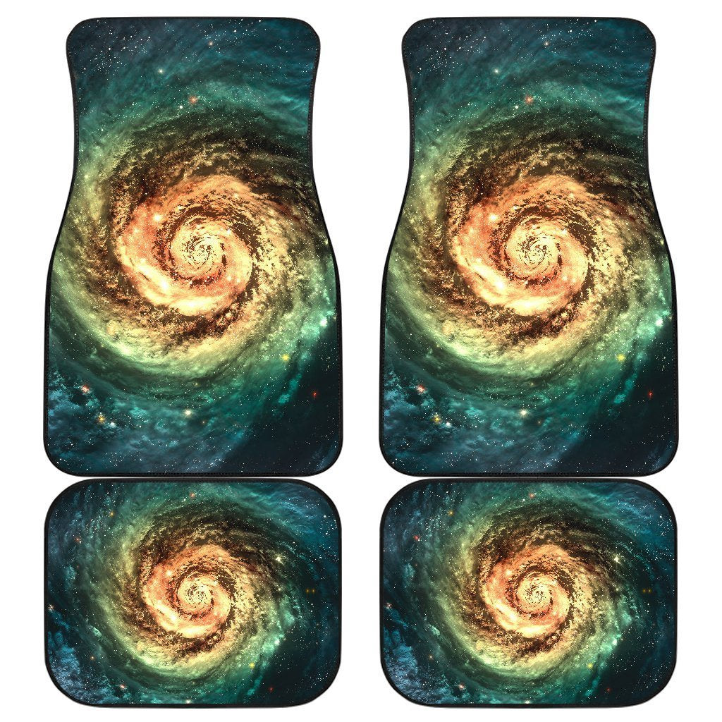 Green Yellow Spiral Galaxy Space Print Front And Back Car Floor Mats/ Front Car Mat