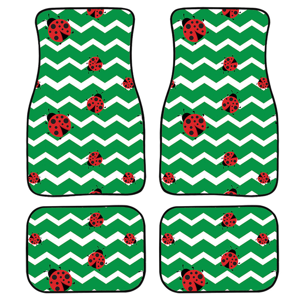 Green Zigzag Ladybird Pattern Print Front And Back Car Floor Mats/ Front Car Mat
