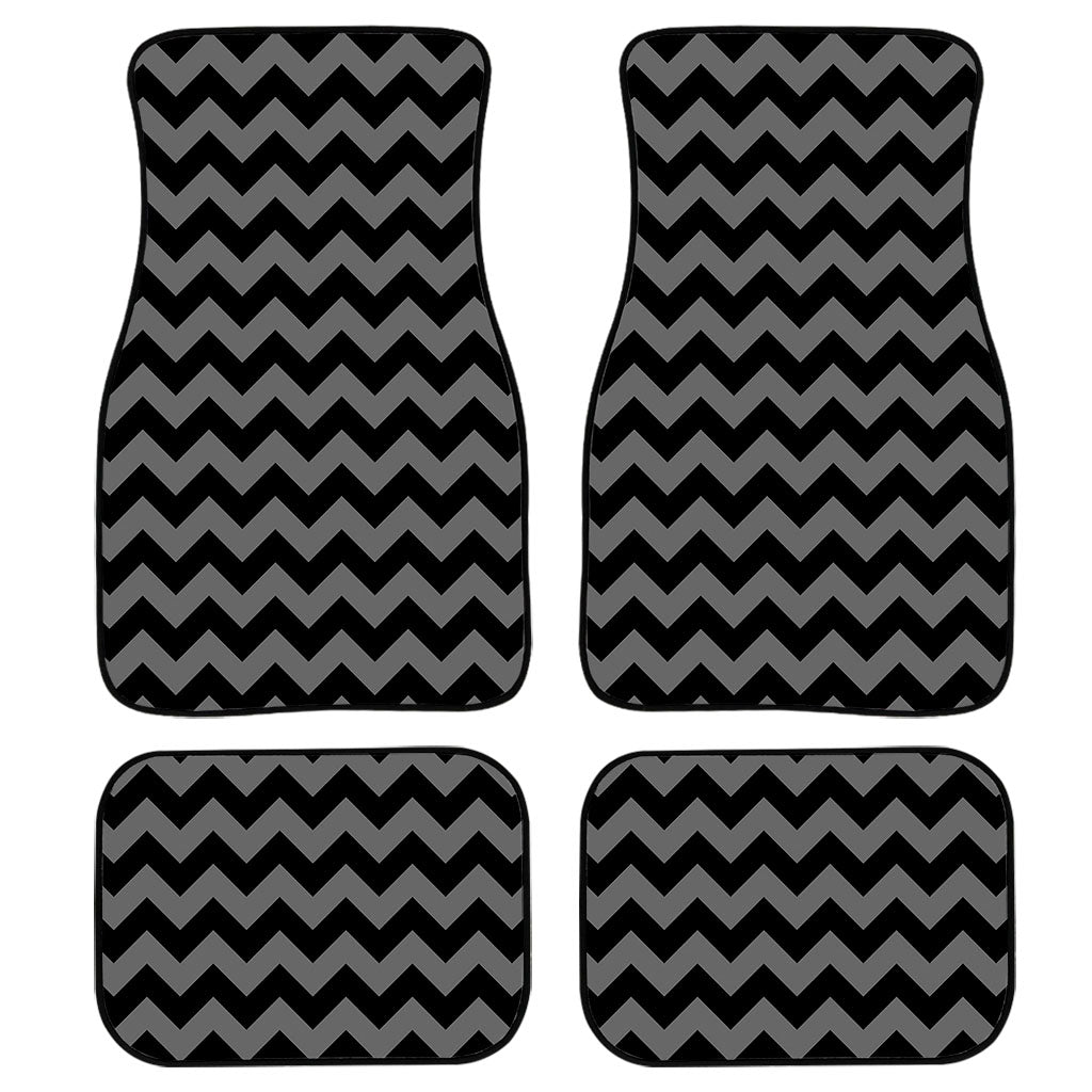 Grey And Black Chevron Pattern Print Front And Back Car Floor Mats/ Front Car Mat